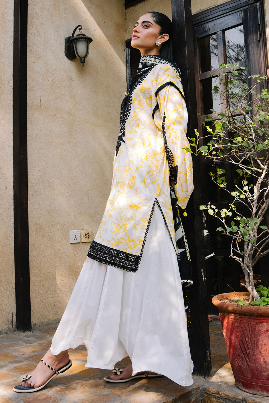 3 Piece Printed Lawn Suit with Printed Chiffon Dupatta and Embroidered Neckline