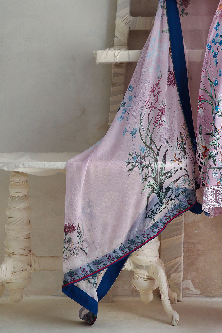 3 Piece Embroidered Printed Lawn Suit with Printed Chiffon Dupatta and Embroidered Sleeve Border