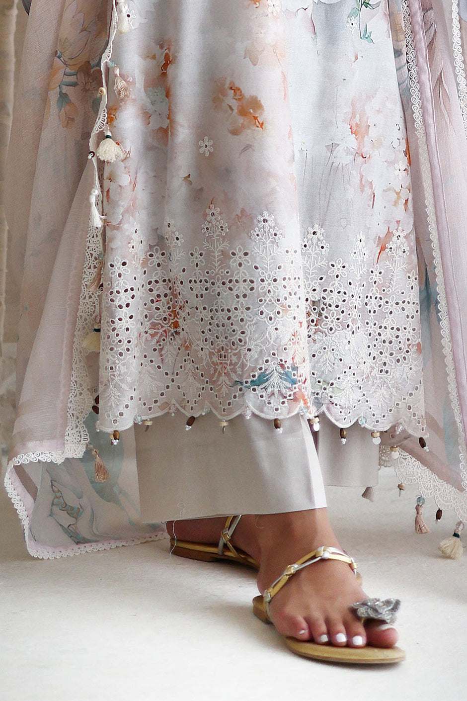 3 Piece Embroidered Printed Lawn Suit with Printed Chiffon Dupatta