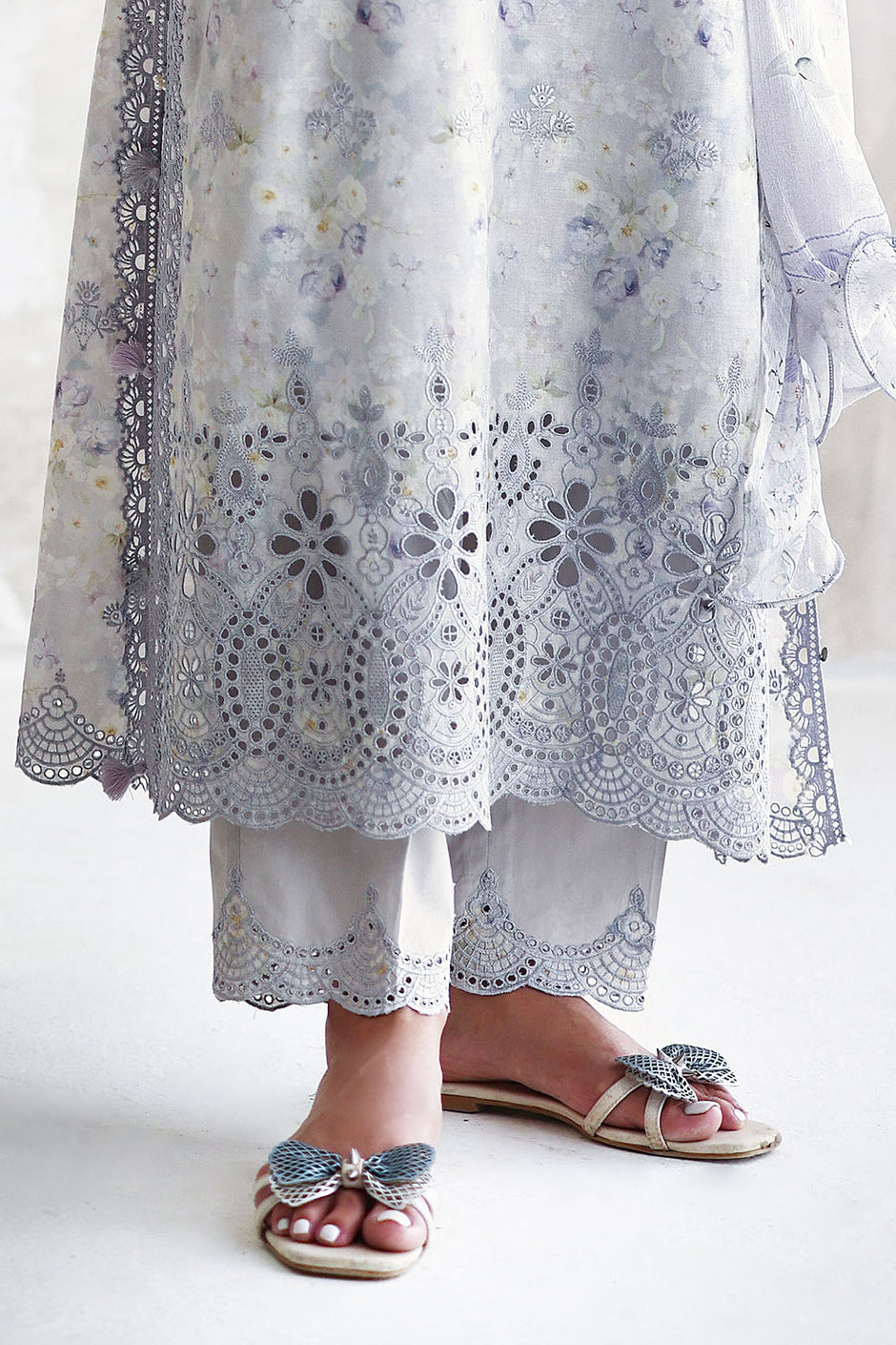 3 Piece Embroidered Printed Lawn Suit with Printed Chiffon Dupatta