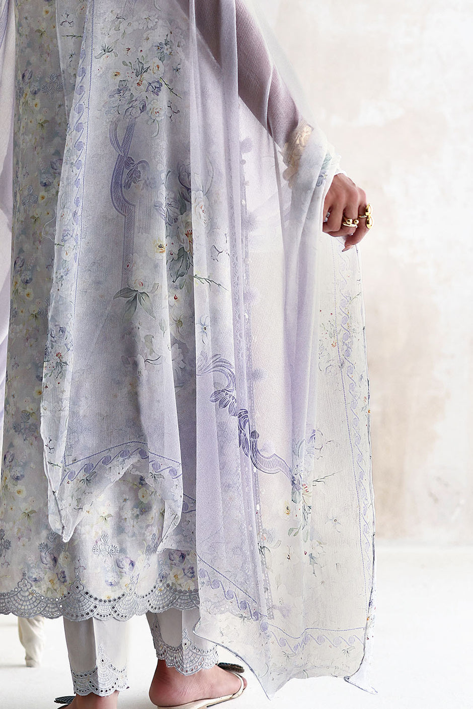3 Piece Embroidered Printed Lawn Suit with Printed Chiffon Dupatta