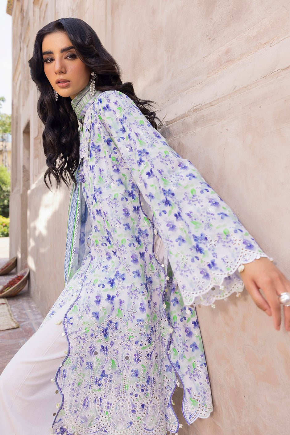 3 Piece Embroidered Printed Lawn Suit with Printed Chiffon Dupatta