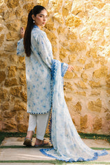 3 Piece Embroidered Printed Lawn Suit with Border and Printed Chiffon Dupatta PR-62007