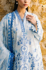 3 Piece Embroidered Printed Lawn Suit with Border and Printed Chiffon Dupatta PR-62007