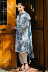 3 Piece Embroidered Printed Lawn Suit with Border and Printed Chiffon Dupatta PR-62007