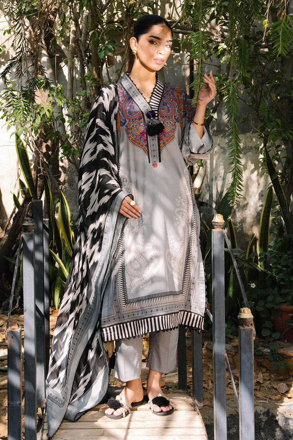 3 Piece Printed Lawn Suit with Printed Chiffon Dupatta