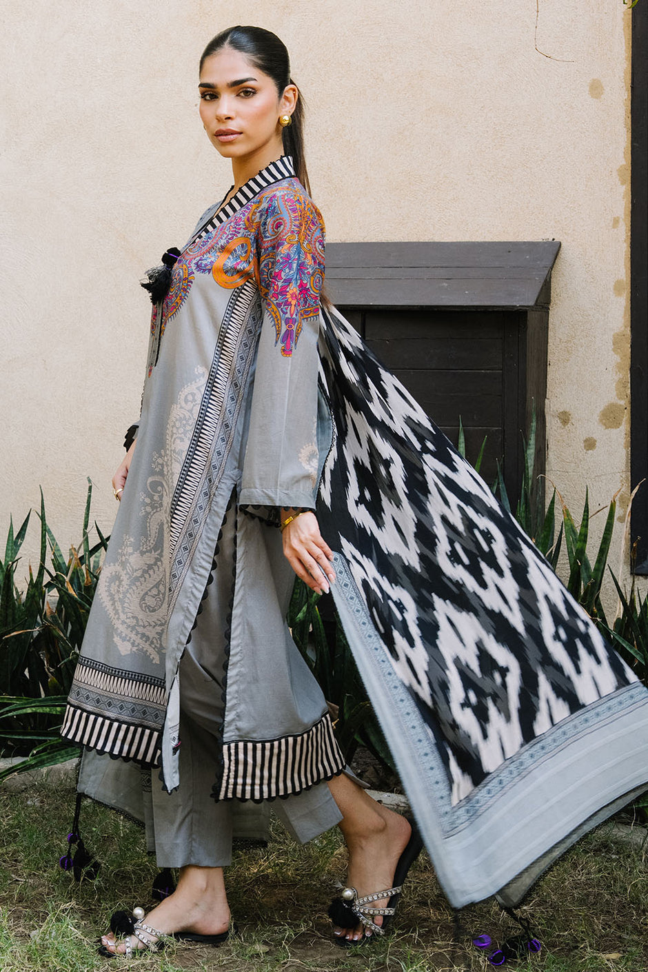 3 Piece Printed Lawn Suit with Printed Chiffon Dupatta