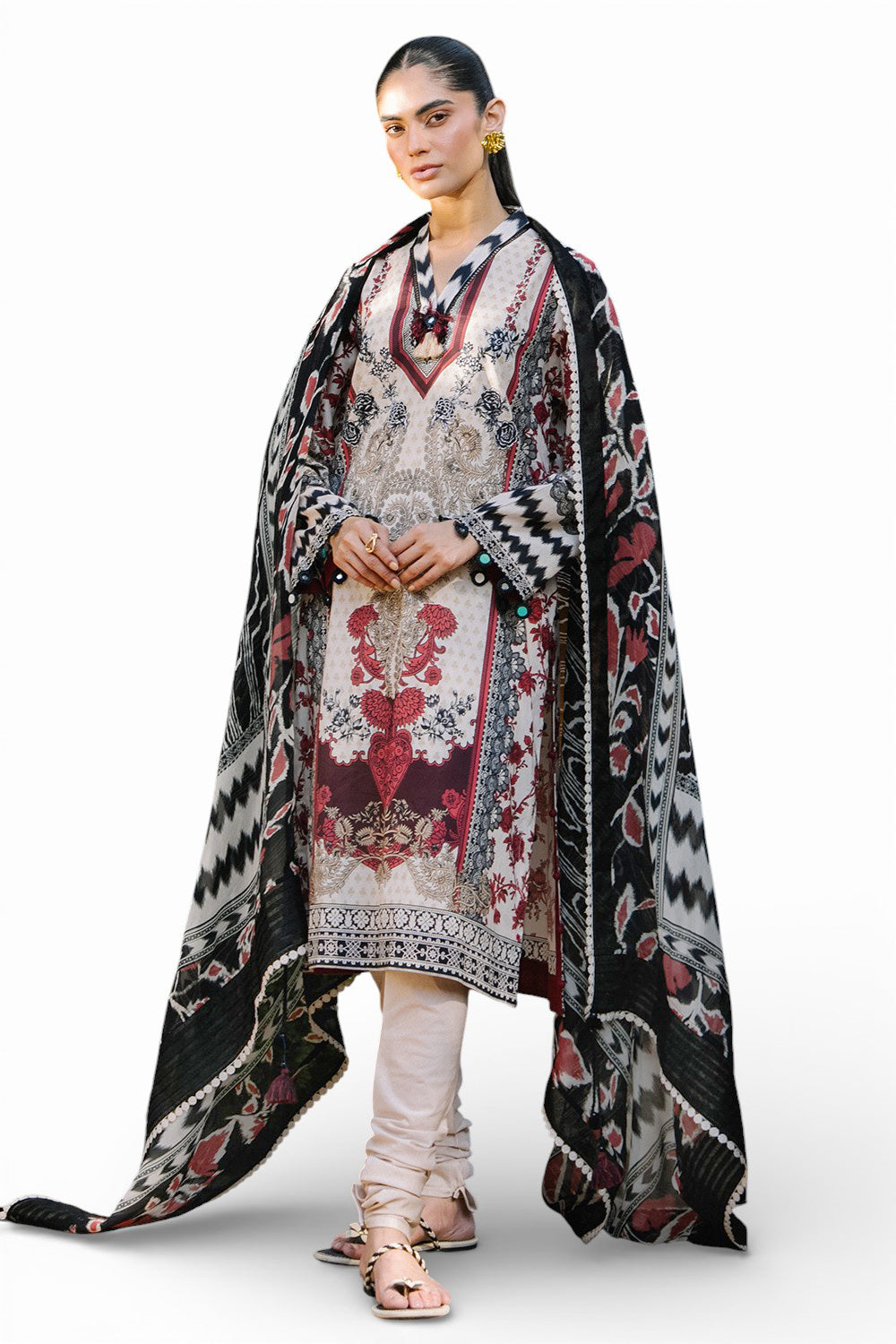 3 Piece Printed Lawn Suit with Printed Chiffon Dupatta BM-62002