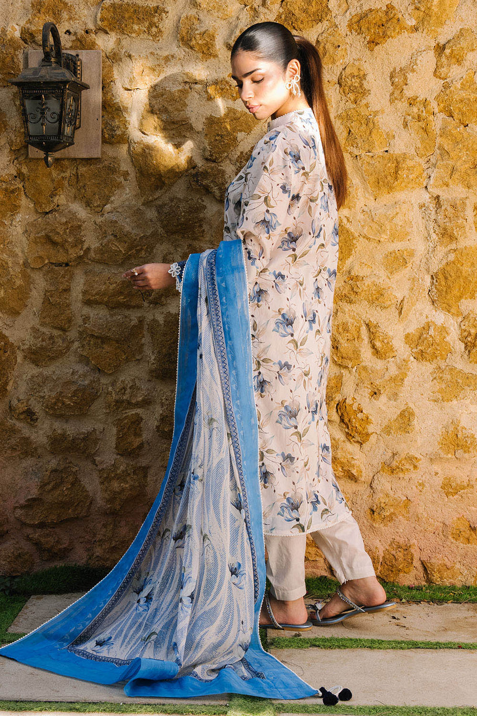 3 Piece Printed Lawn Suit with Printed Chiffon Dupatta