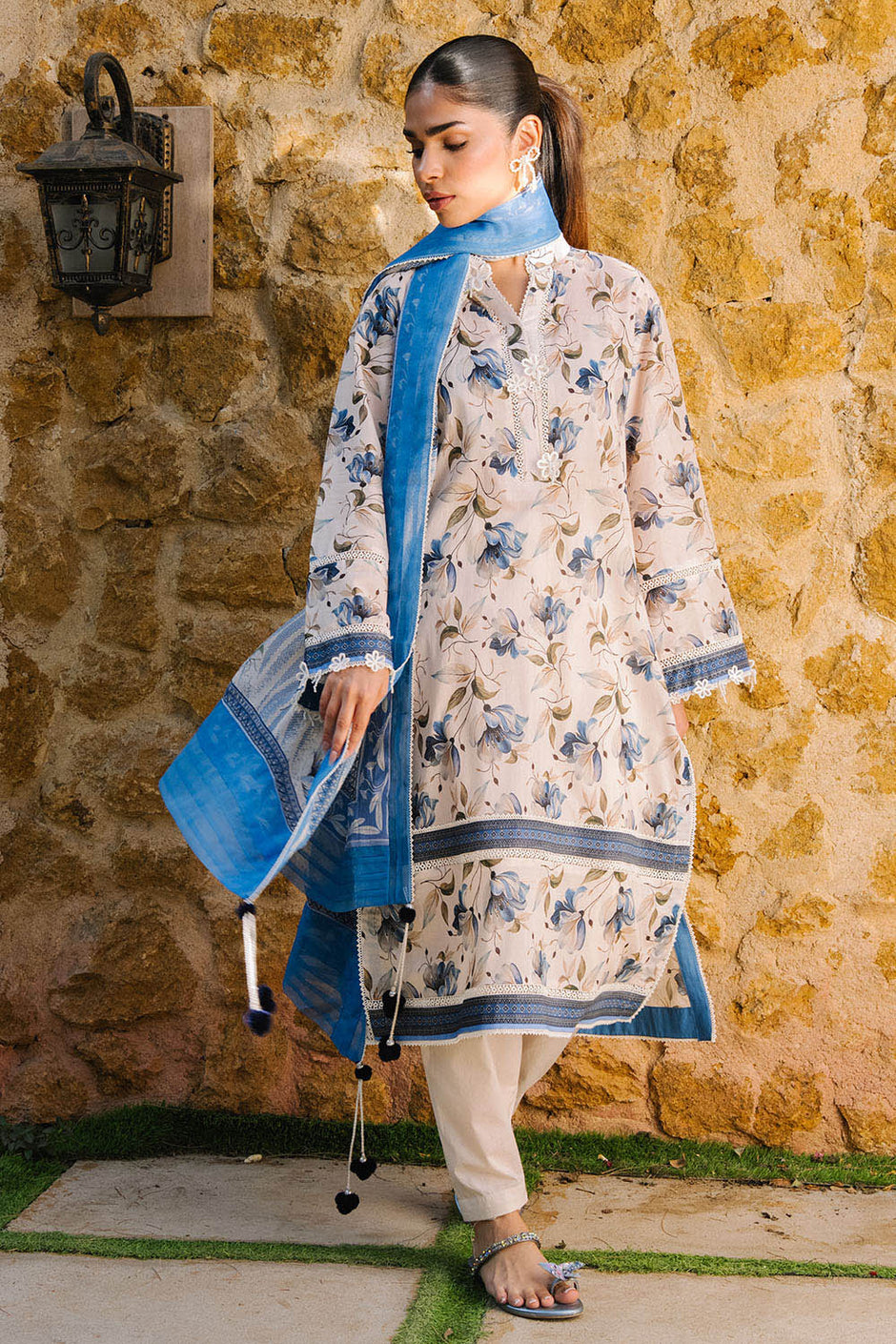 3 Piece Printed Lawn Suit with Printed Chiffon Dupatta