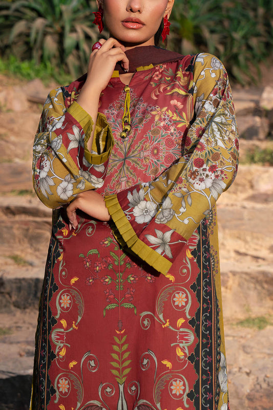 3 Piece Printed Lawn Suit with Chiffon Dupatta SD-52207