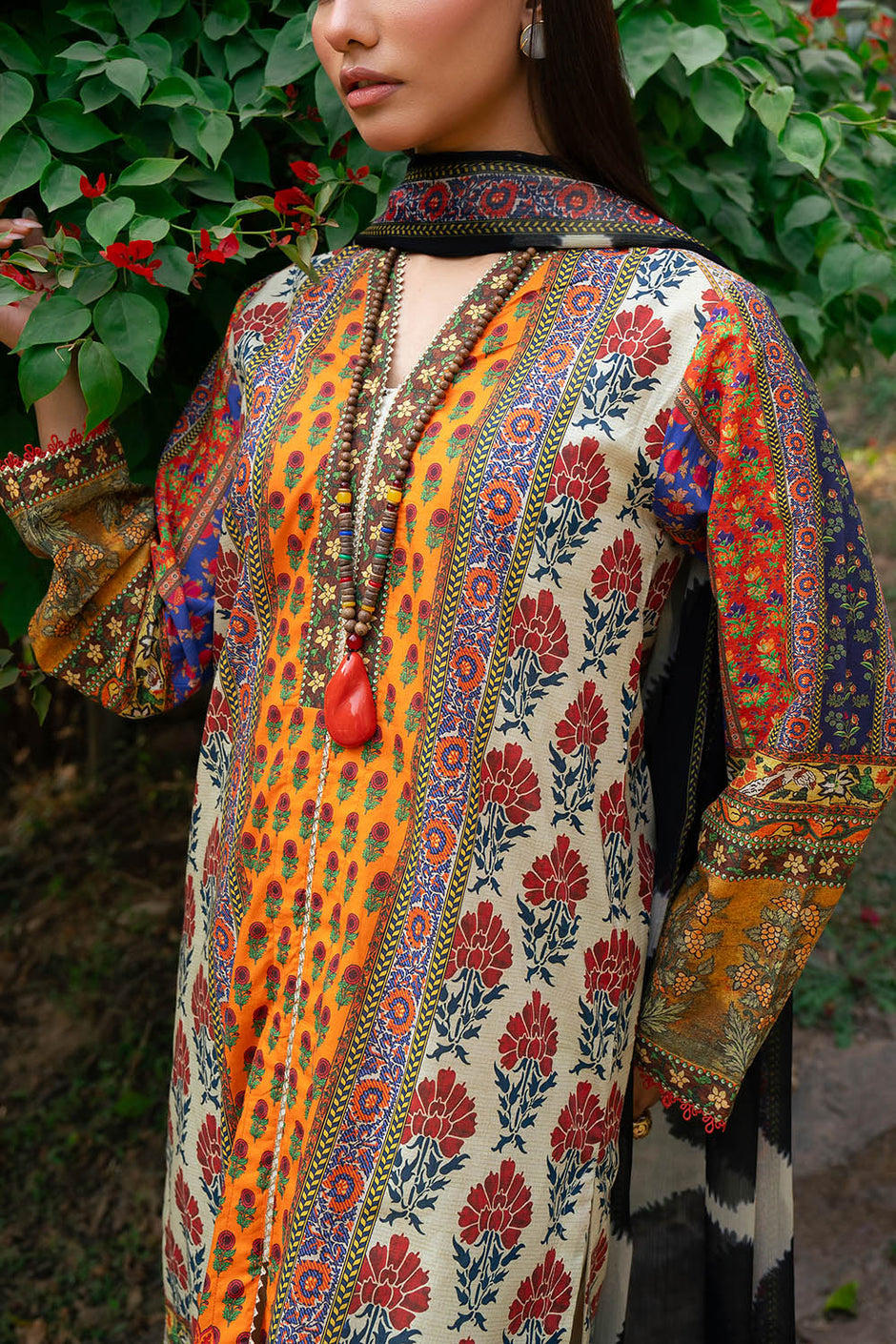 3 Piece Printed Lawn Suit with Chiffon Dupatta
