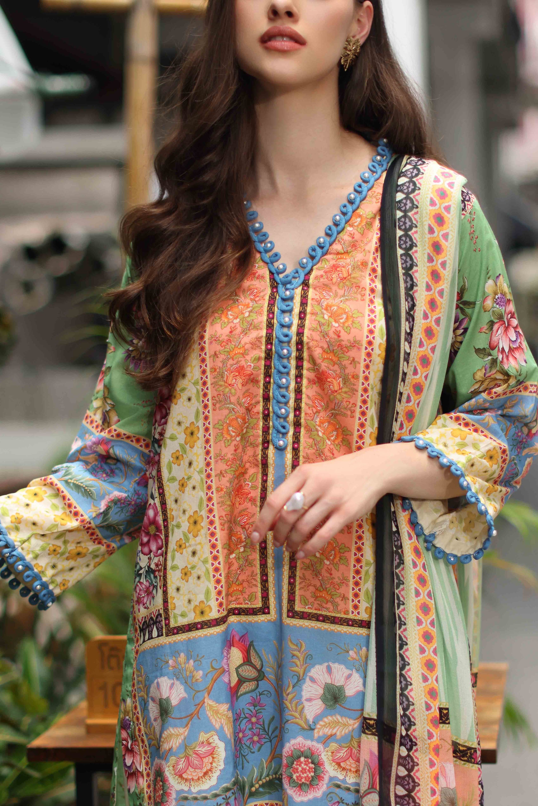 3 Piece Printed Lawn Suit with Printed Chiffon Dupatta