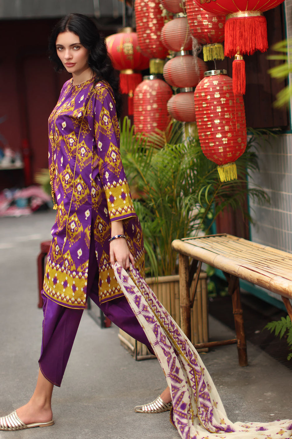 3 Piece Printed Lawn Suit with Printed Chiffon Dupatta