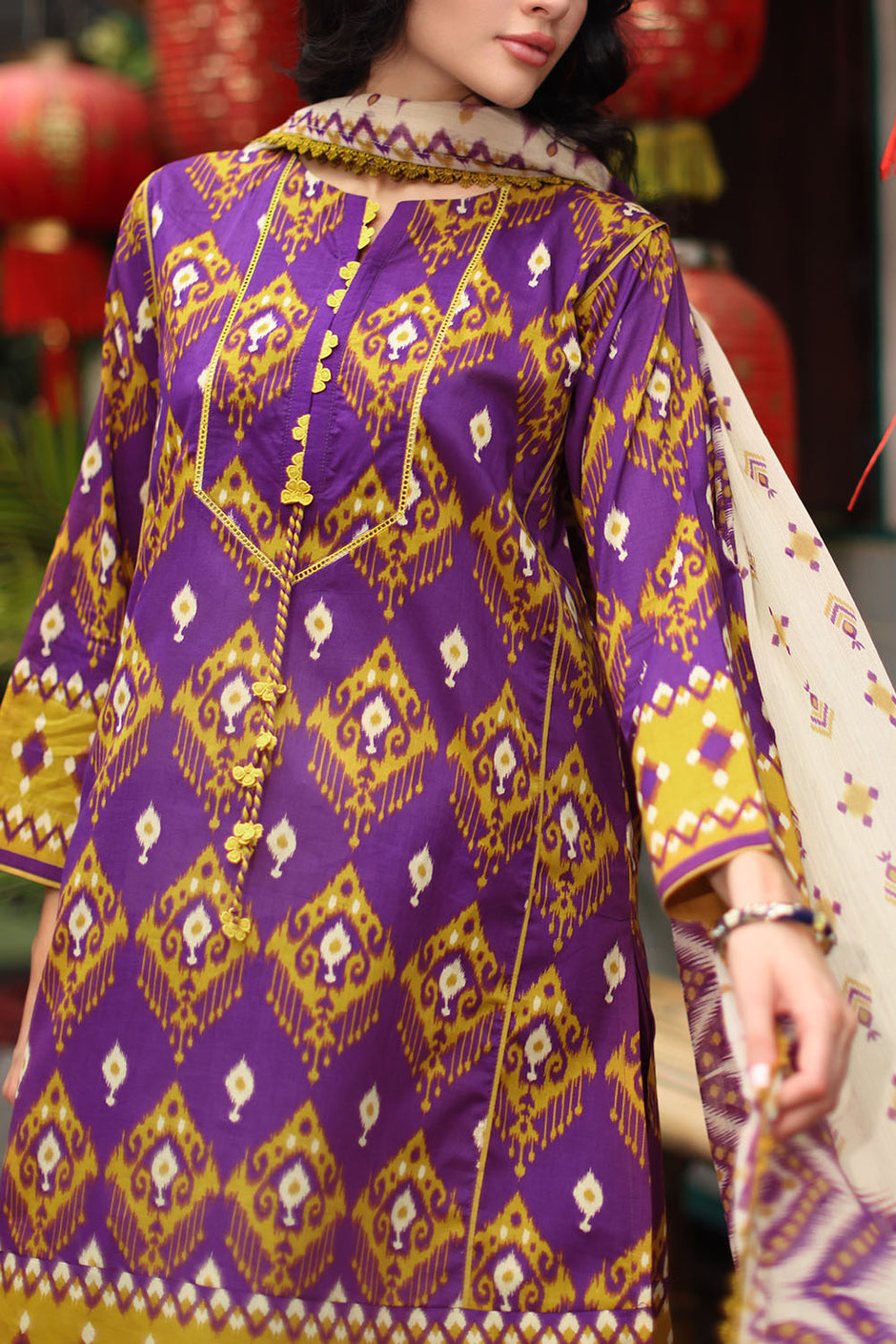 3 Piece Printed Lawn Suit with Printed Chiffon Dupatta