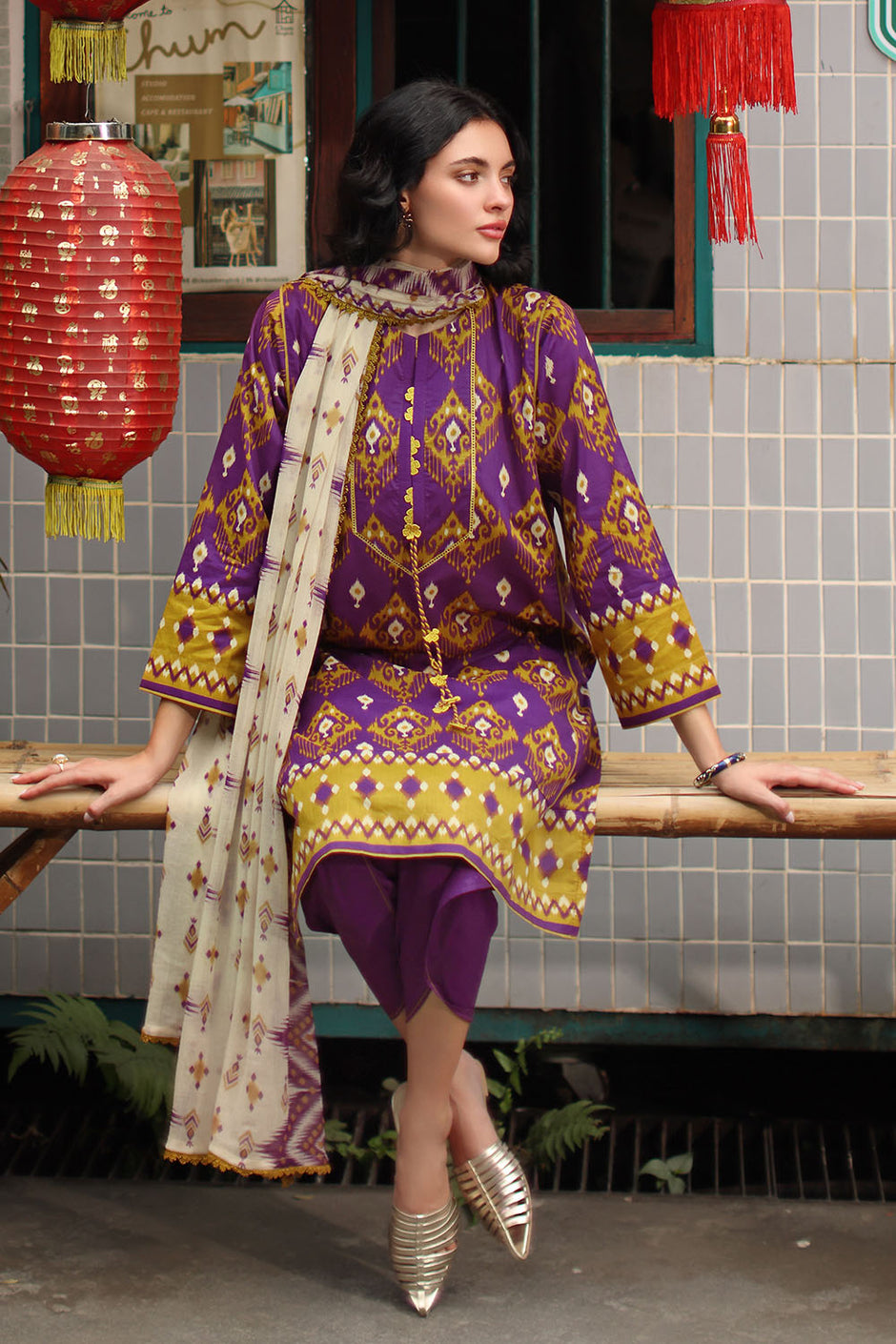 3 Piece Printed Lawn Suit with Printed Chiffon Dupatta