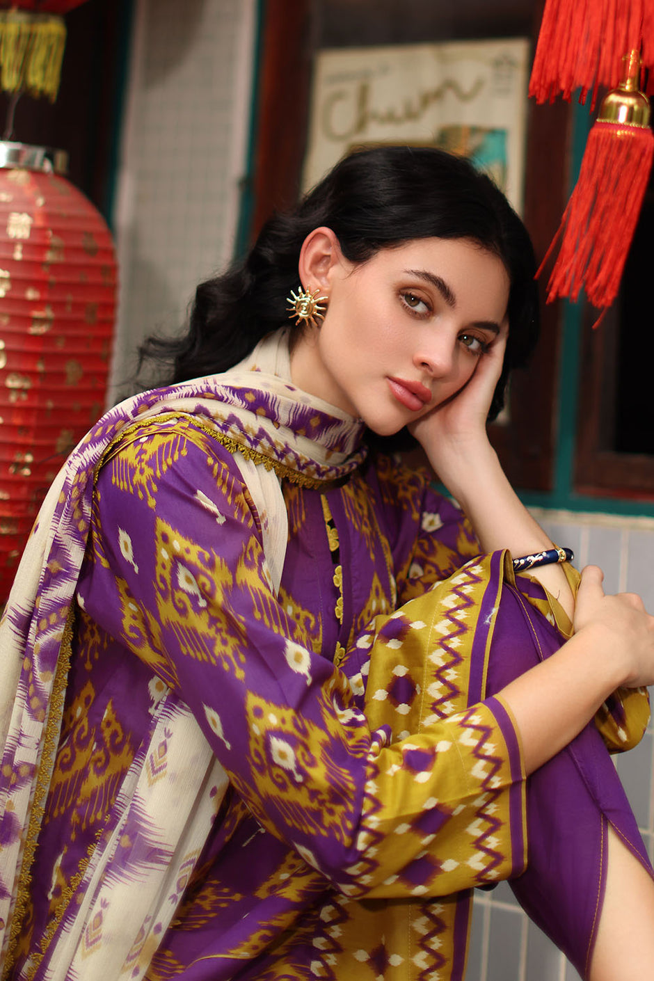 3 Piece Printed Lawn Suit with Printed Chiffon Dupatta
