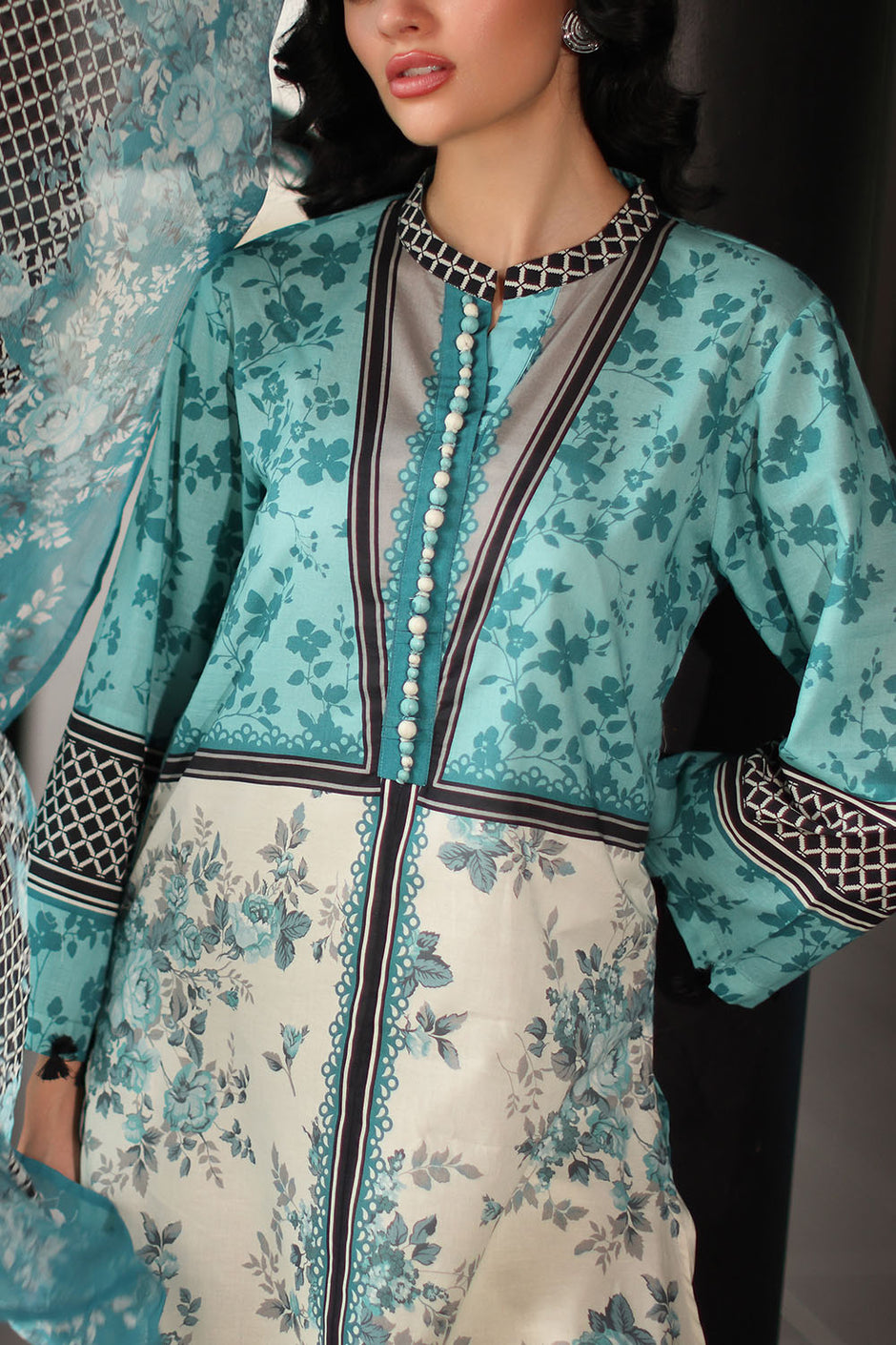 3 Piece Printed Lawn Suit with Printed Chiffon Dupatta