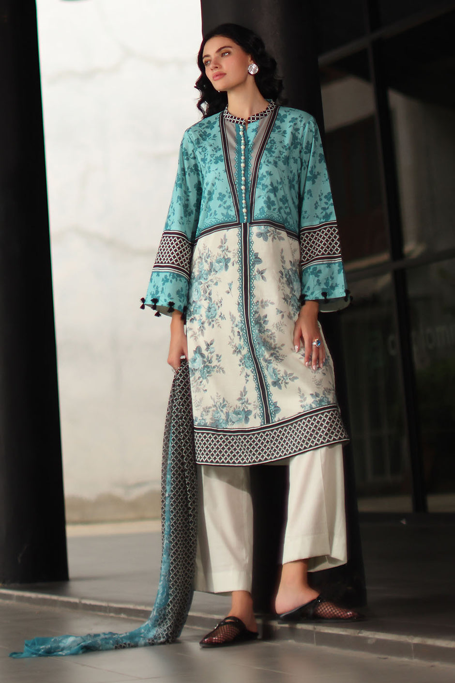 3 Piece Printed Lawn Suit with Printed Chiffon Dupatta