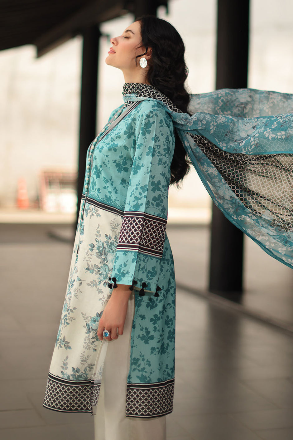 3 Piece Printed Lawn Suit with Printed Chiffon Dupatta