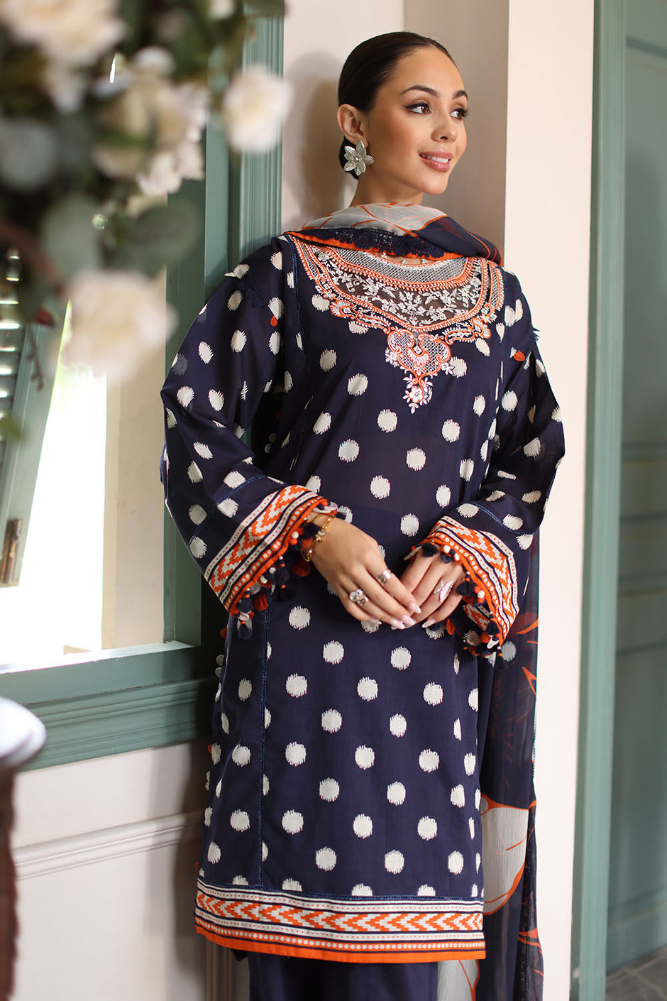 3 Piece Printed Lawn Suit with Chiffon Dupatta