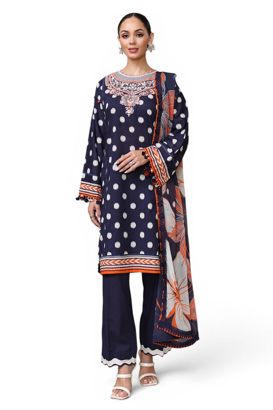 3 Piece Printed Lawn Suit with Chiffon Dupatta