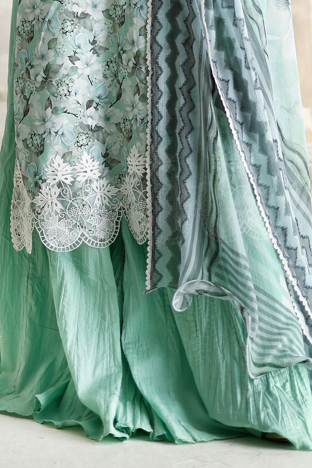 3 Piece Printed Lawn Suit with Printed Chiffon Dupatta and Embroidered Details