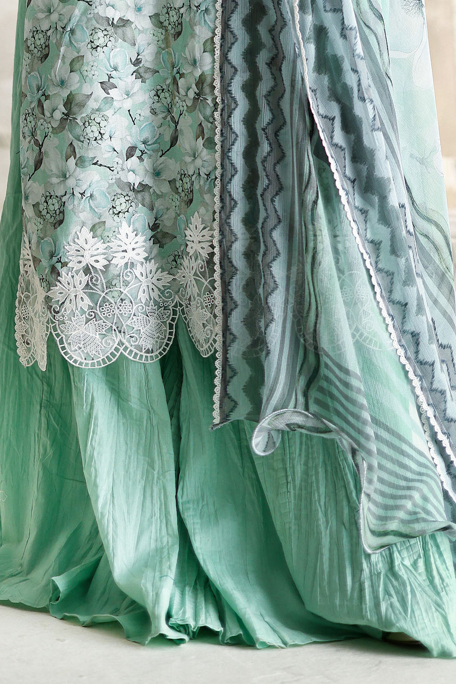 3 Piece Printed Lawn Suit with Printed Chiffon Dupatta and Embroidered Details