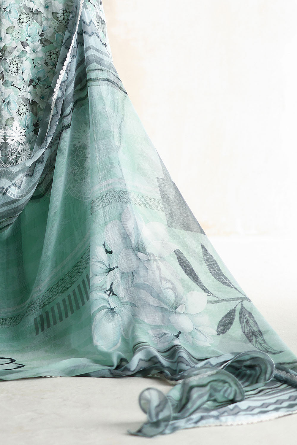 3 Piece Printed Lawn Suit with Printed Chiffon Dupatta and Embroidered Details