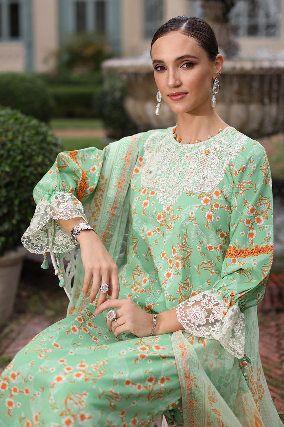 3 Piece Printed Lawn Suit with Chiffon Dupatta
