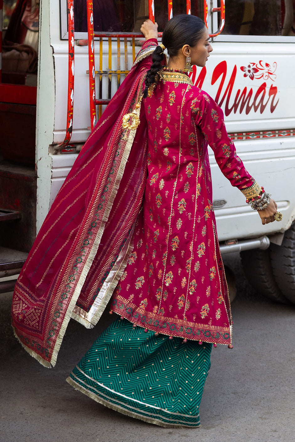3 Piece Gold and Lacquer Printed Lawn Suit with Gold and Lacquer Printed Chiffon Dupatta and Gold and Lacquer Printed Trouser