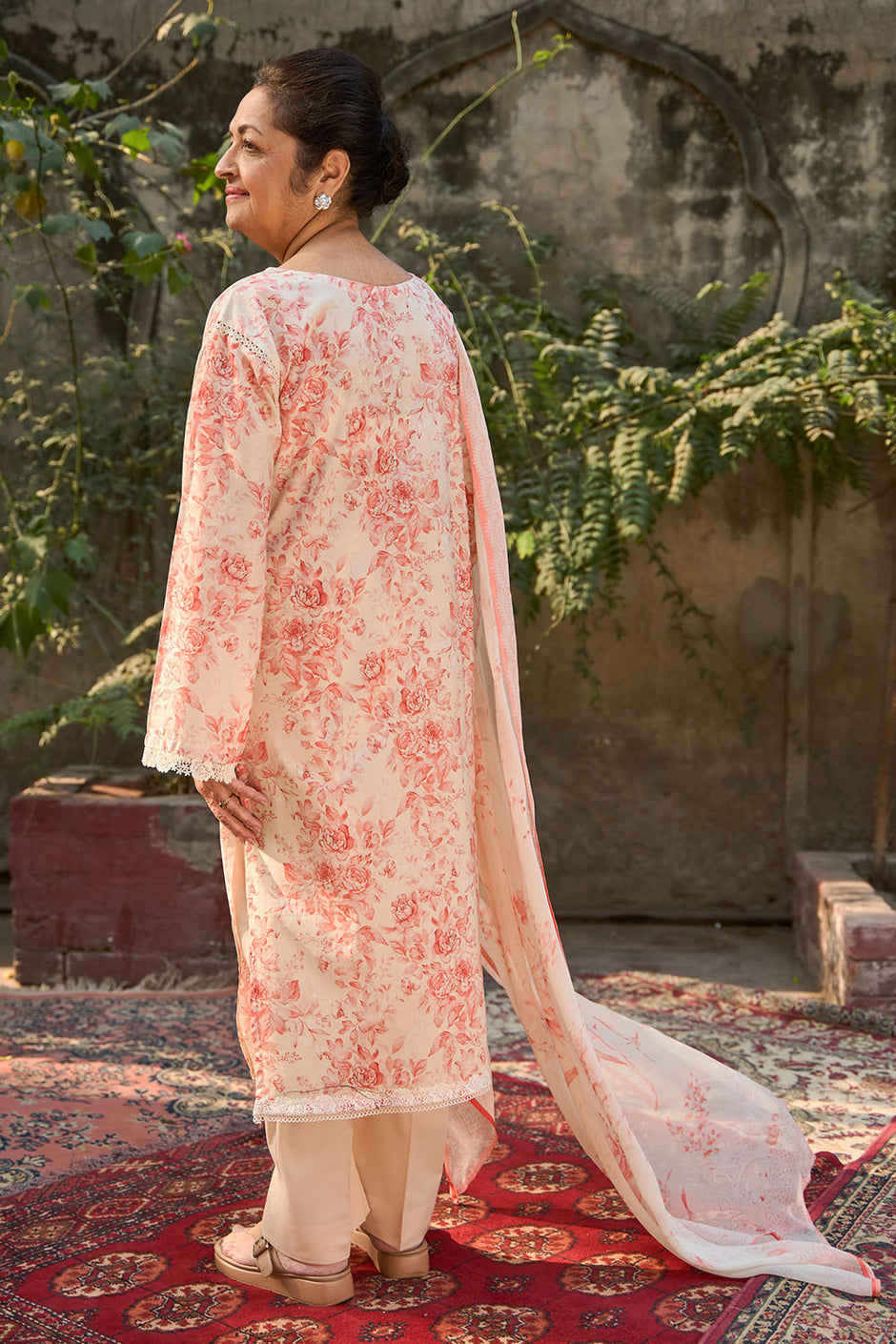 3 Piece Embroidered Printed Lawn Suit with Printed Chiffon Dupatta