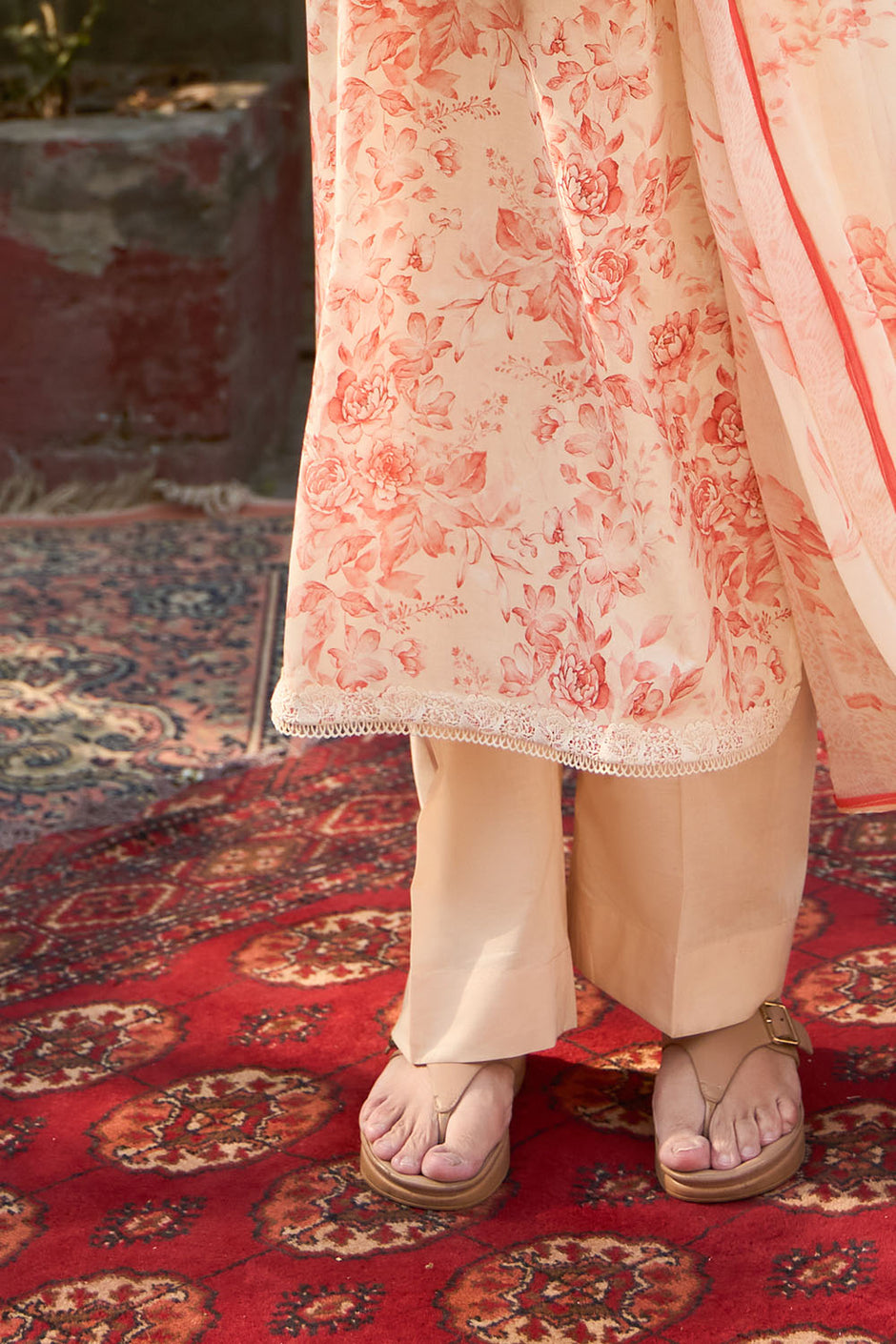 3 Piece Embroidered Printed Lawn Suit with Printed Chiffon Dupatta
