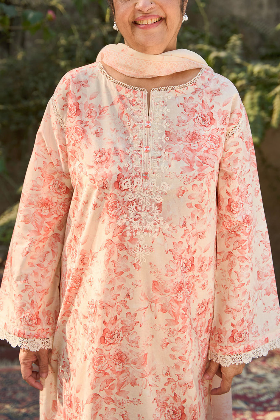 3 Piece Embroidered Printed Lawn Suit with Printed Chiffon Dupatta