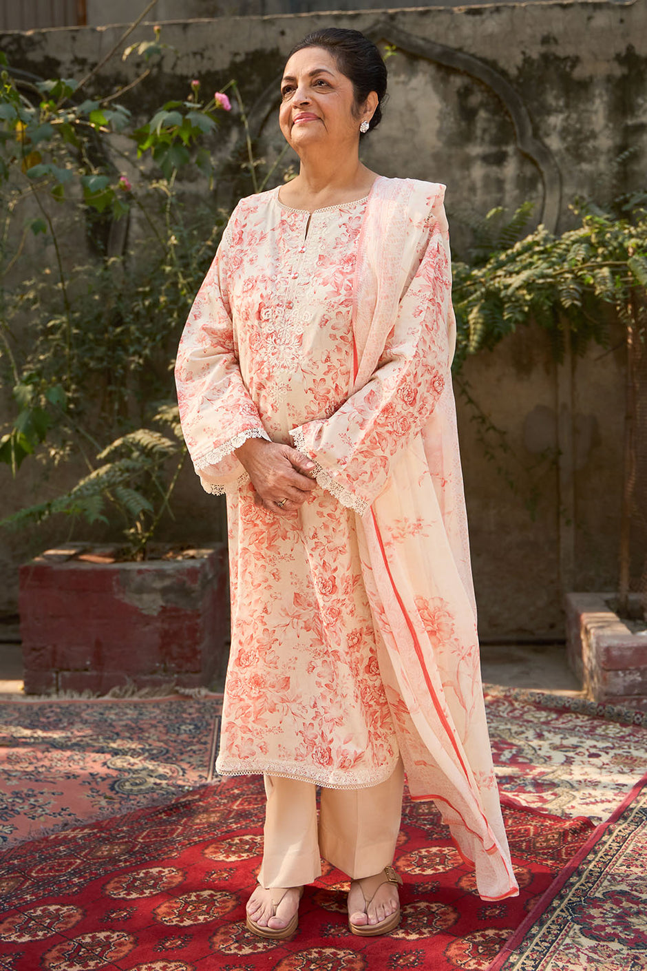 3 Piece Embroidered Printed Lawn Suit with Printed Chiffon Dupatta
