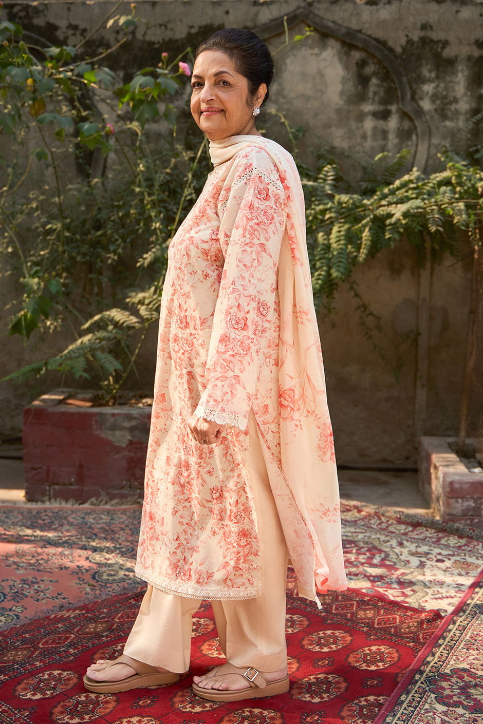 3 Piece Embroidered Printed Lawn Suit with Printed Chiffon Dupatta