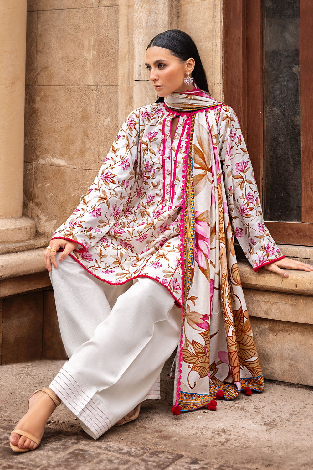 3 Piece Printed Corduroy Suit with Dupatta CD-52006