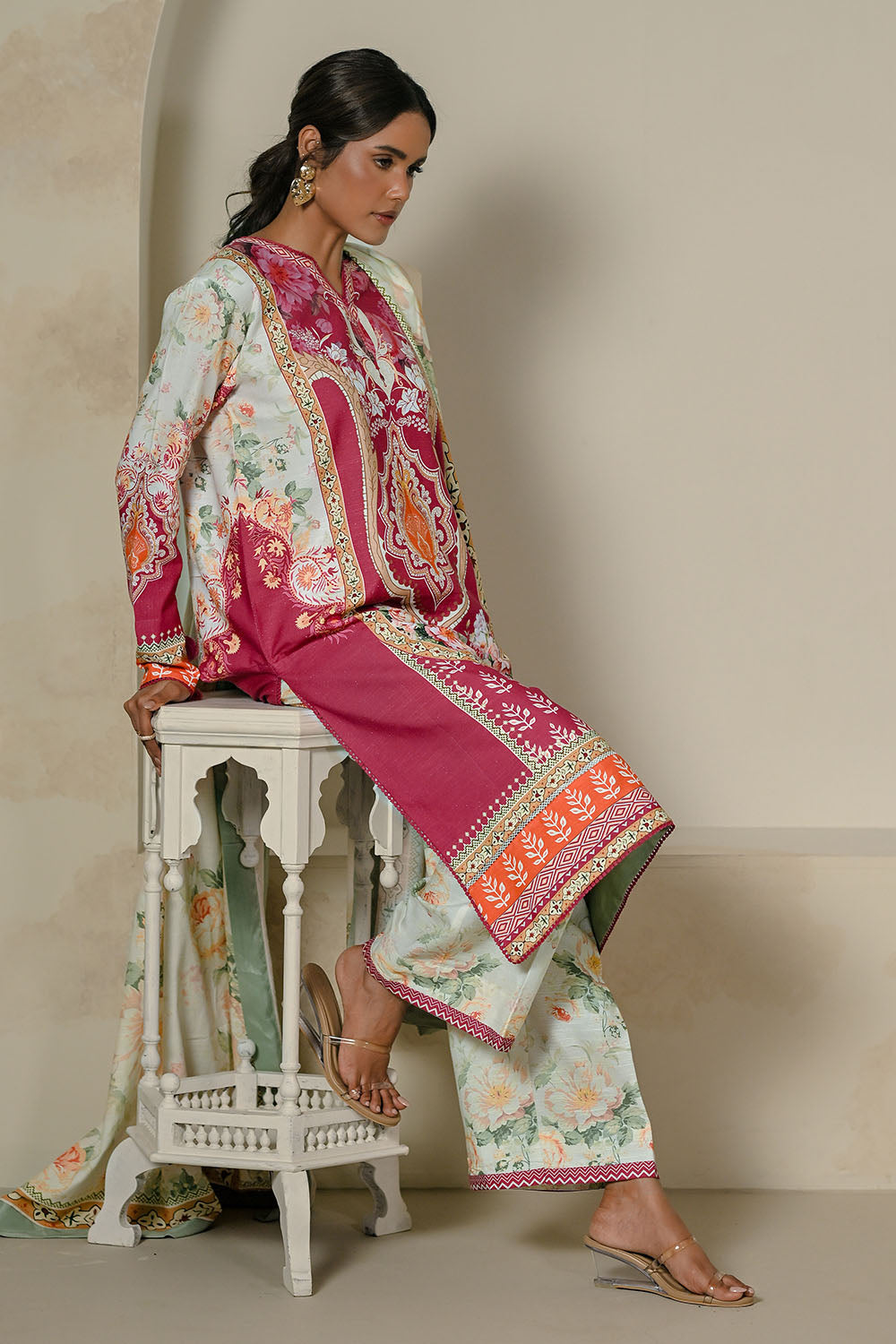 3 Piece Printed Corduroy Suit