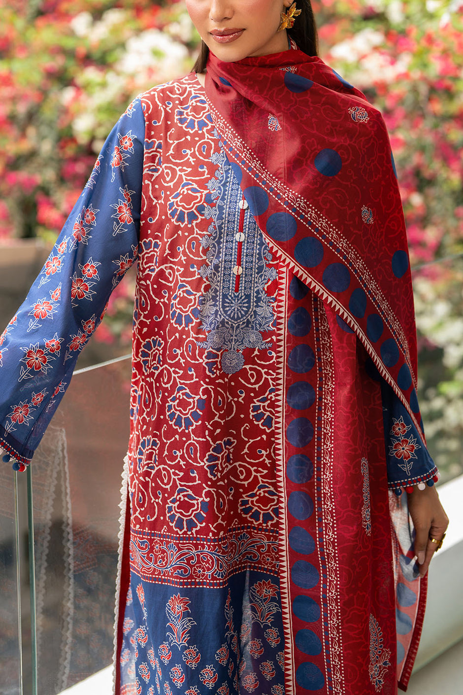 3 Piece Printed Cotton Suit
