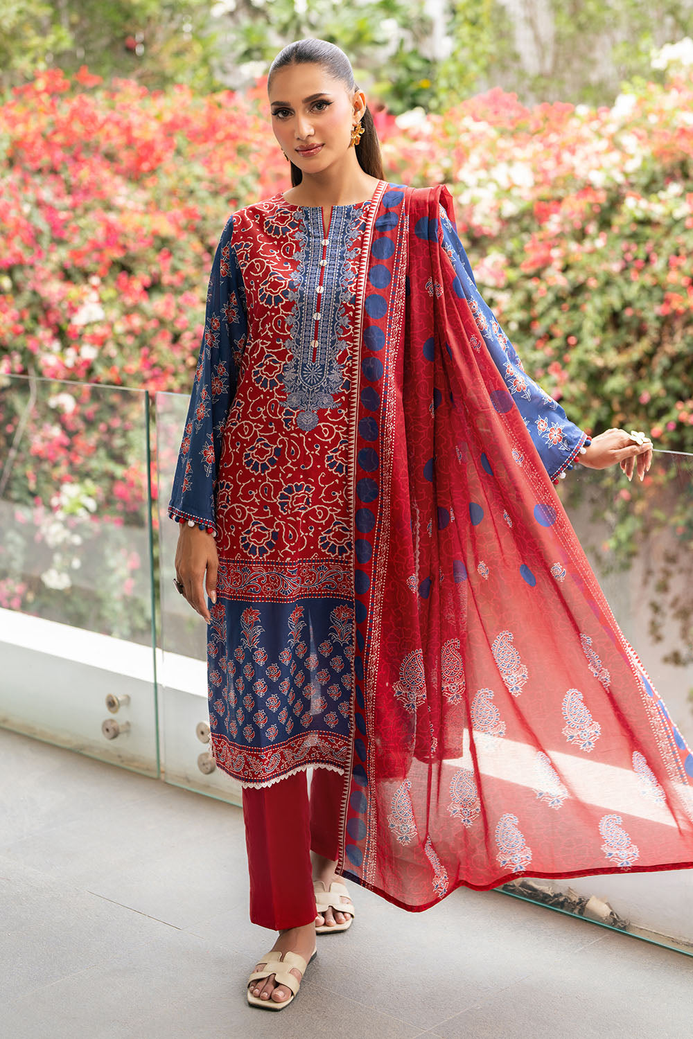 3 Piece Printed Cotton Suit