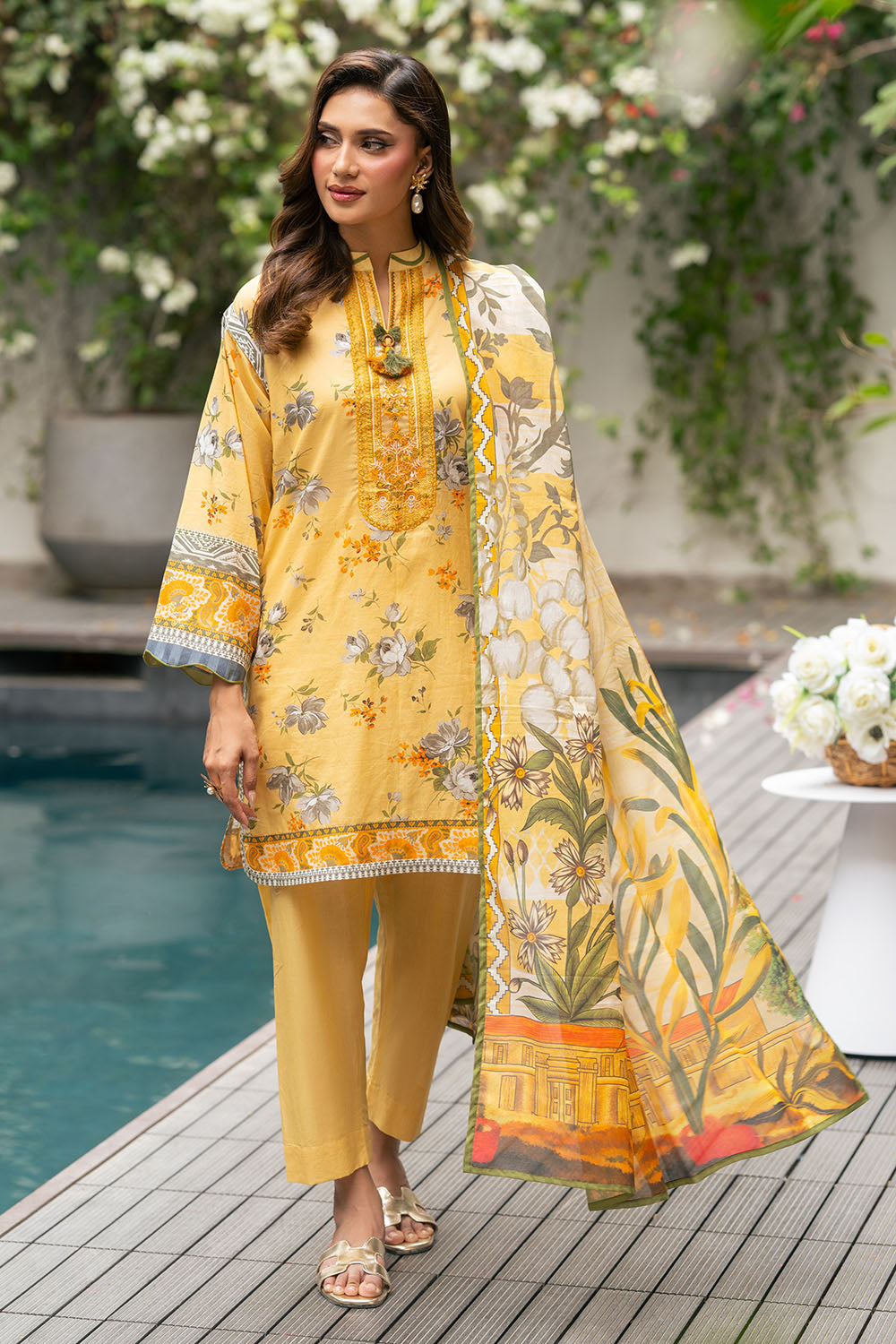 3 Piece Printed Cotton Suit