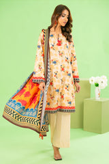 3 Piece Printed Cotton Linen Suit with Dupatta WNS-52046