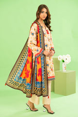 3 Piece Printed Cotton Linen Suit with Dupatta WNS-52046