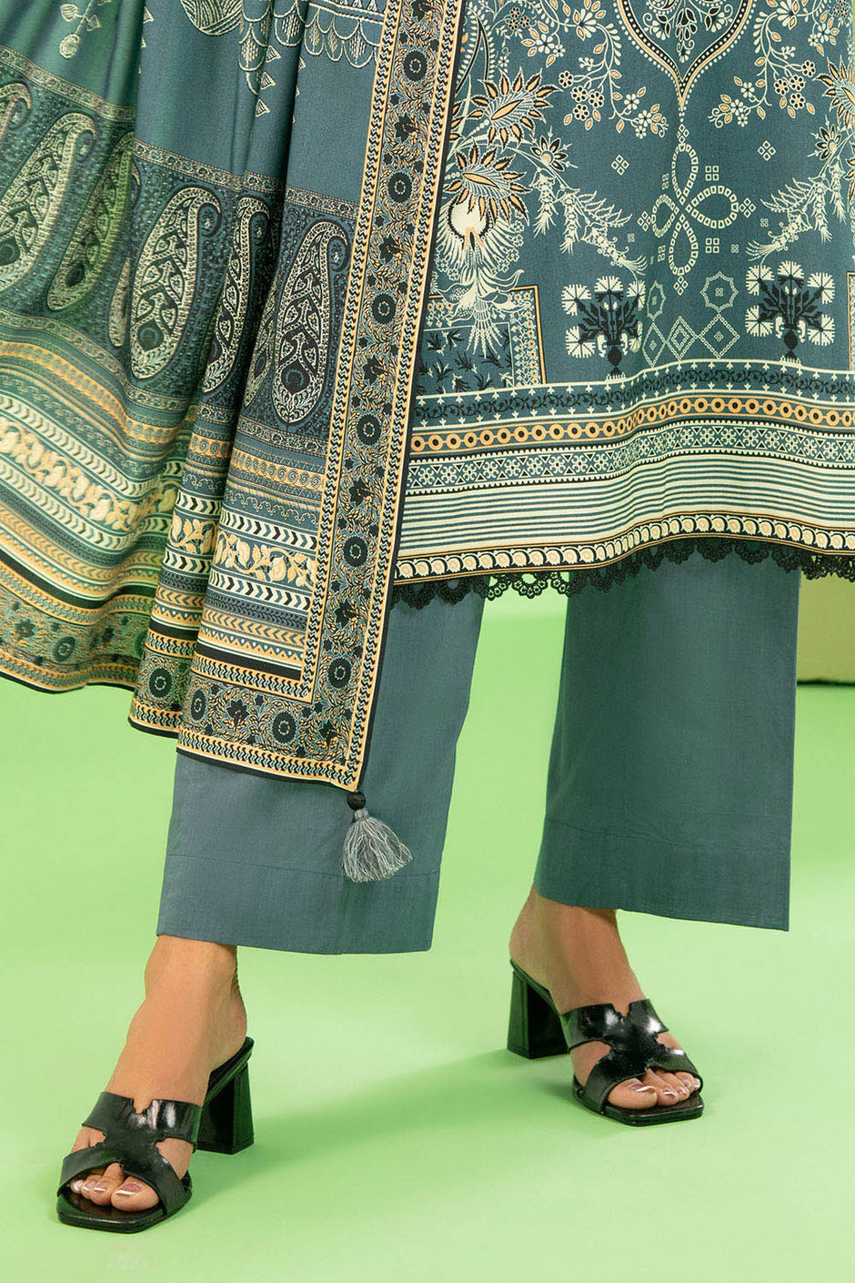 3 Piece Printed Cotton Linen Suit with Dupatta
