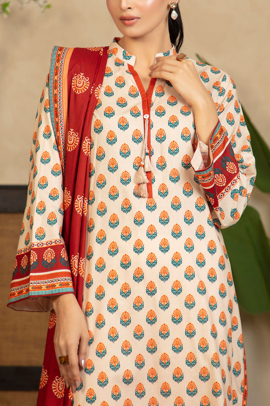 3 Piece Printed Cotton Linen Suit with Dupatta WNS-52052