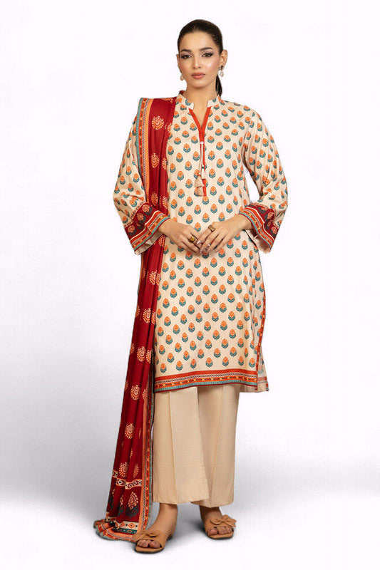 3 Piece Printed Cotton Linen Suit with Dupatta WNS-52052