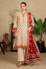 3 Piece Printed Cotton Linen Suit with Dupatta WNS-52052