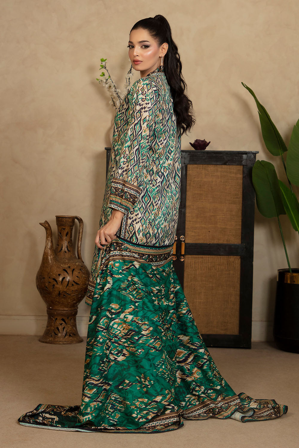 3 Piece Printed Cotton Linen Suit with Dupatta WNS-52054