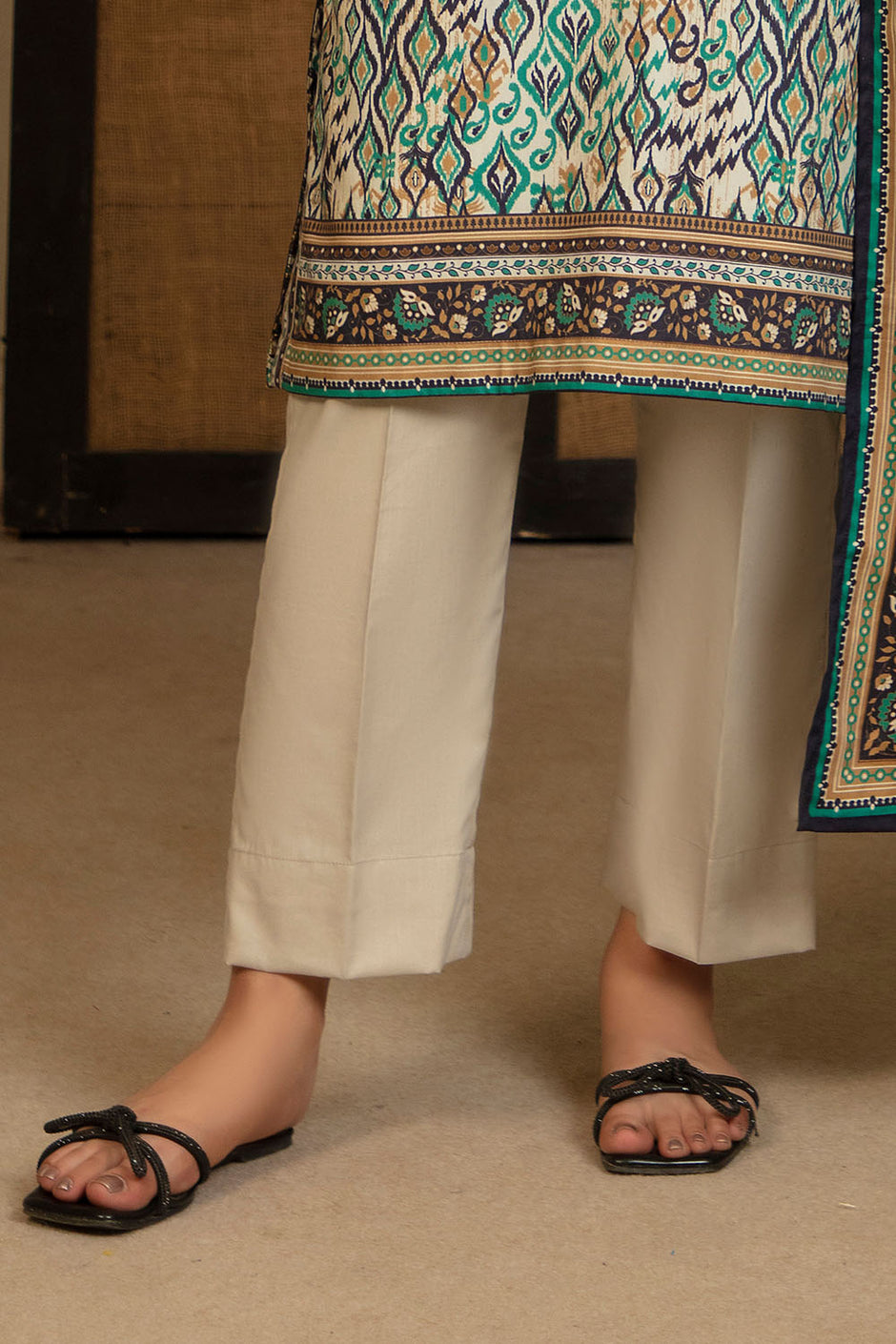 3 Piece Printed Cotton Linen Suit with Dupatta
