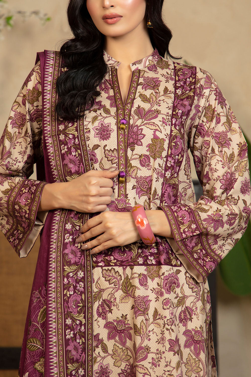 3 Piece Printed Cotton Linen Suit with Dupatta WNS-52055
